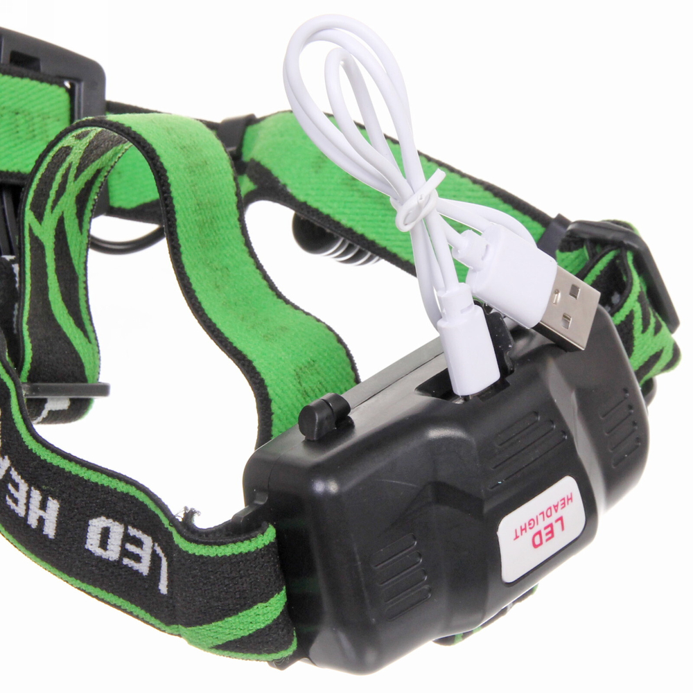 Фонарь налобный 4 режима, T6+COB, аккумуляторная батарея 2*1200mAh ZOOM, USB T107