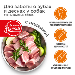 Корм сухой для взрослых собак очень крупных пород, премиум полнорационный комплекс, для заботы зубов и десен, с индейкой, 12 кг, QUATTRO