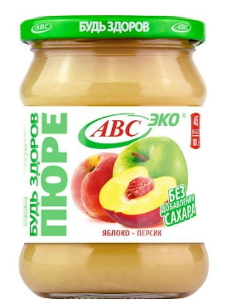 Белорусское фруктовое пюре &quot;Будь здоров&quot; яблоко-персик 450 г. АВС - кпить с доставкой на дом по Москве и всей России