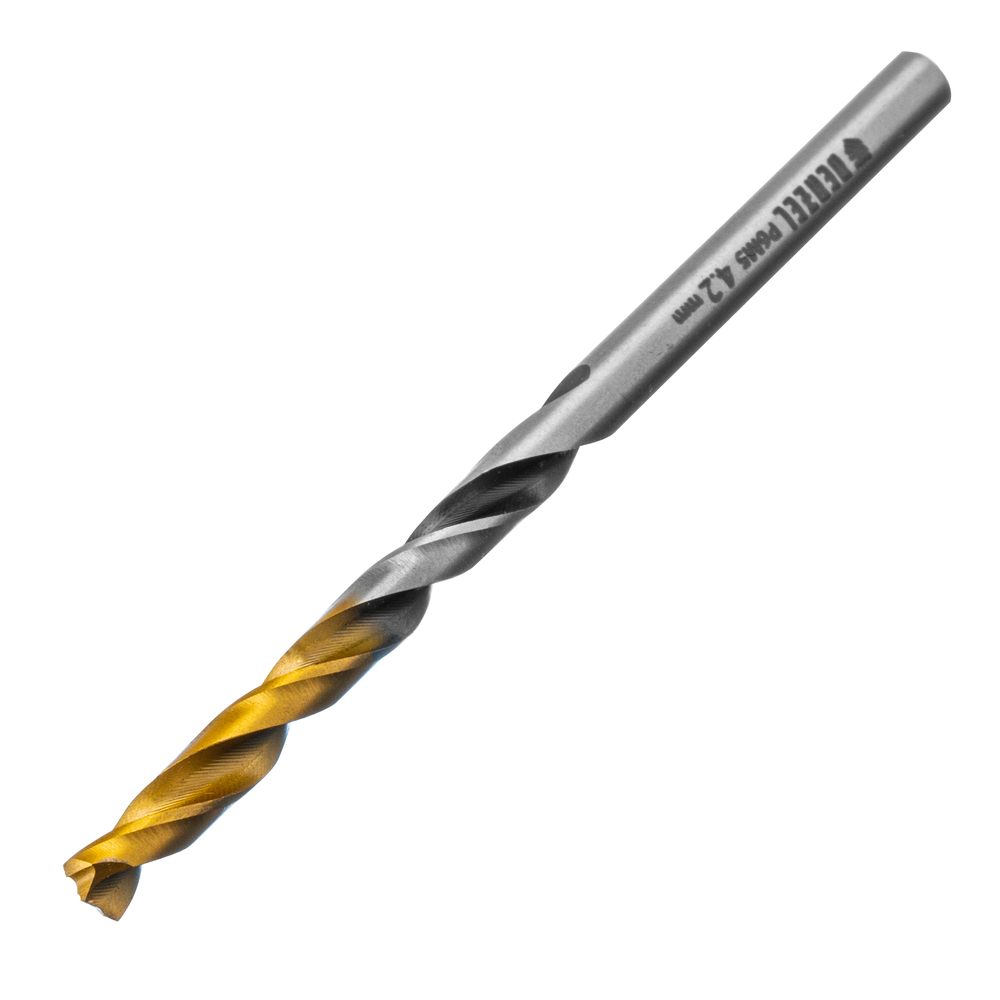 Сверло спиральное по металлу 4,2 x 75мм, Р6М5, Golden Tip, многогранная заточка Denzel