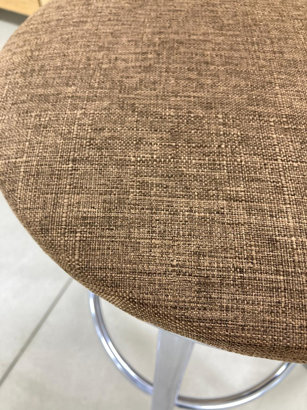 Табурет Сфера каркас хром основание круг рогожка коричневая