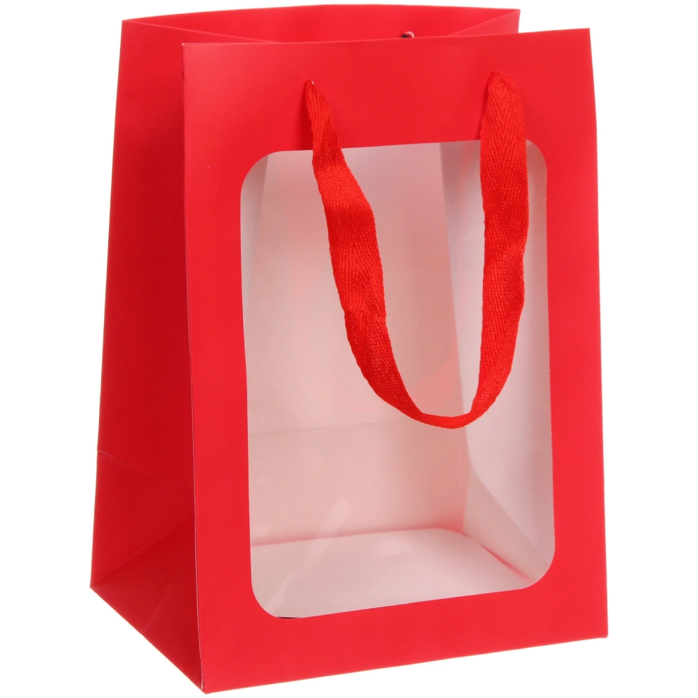 Пакет для цветов и подарков»Искренний подарок» 18*13*25 см, Красный