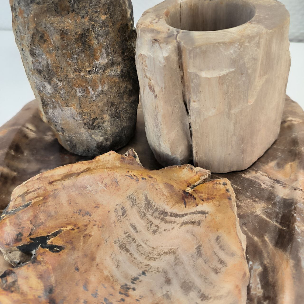 Набор из окаменелого дерева 4 предм Fossil Set NF-63074 поднос 29см*36см