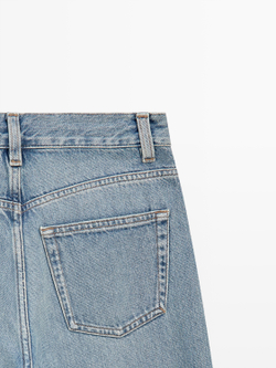 Massimo Dutti Джинсы с высокой талией и широкими штанинами, светло-голубой