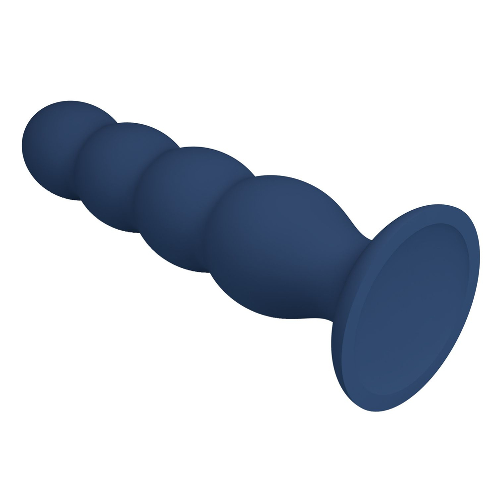 Синий анальный стимулятор со смещенным центром тяжести Silicone Anal Plug XL - 16,5 см. (Цвет: синий)