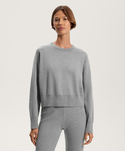 Oysho Вязаный джемпер с круглым вырезом, серый
