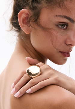 STRADIVARIUS Набор из 3 макси объемных колец, золотой