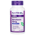 Natrol, мелатонин, медленное высвобождение, 10 мг, 60 таблеток