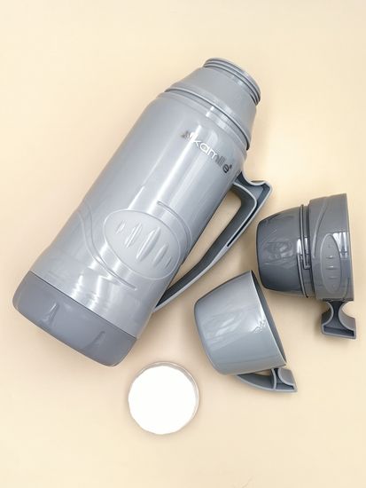 Термос 600 мл. со стеклянной колбой Kamille KM 2030 пластиковый, 2 чашки