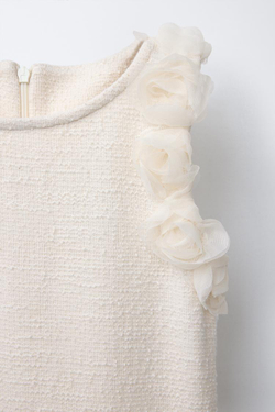 ZARA ДЛИННЫЙ КОМБИНЕЗОН С КОНТРАСТНЫМИ ДЕТАЛЯМИ, ЭКРЮ