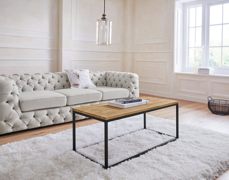 Стол кофейный Детлиф 100х50х42, дуб/металл