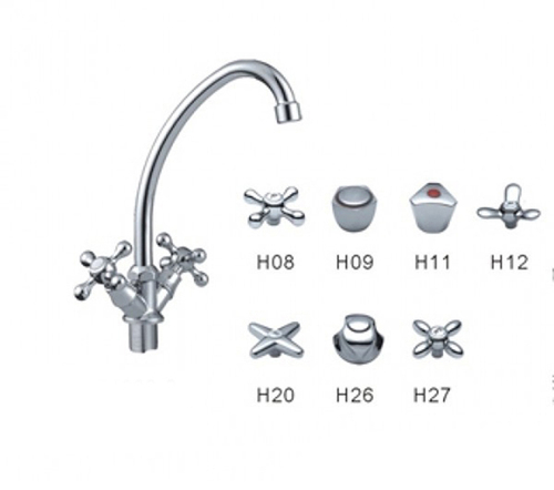 Смеситель для кухни 1/2 кер F4009-2 FRAP ПЕНТА (выс.пов.излив, п/гайку.ю хром, силумин)