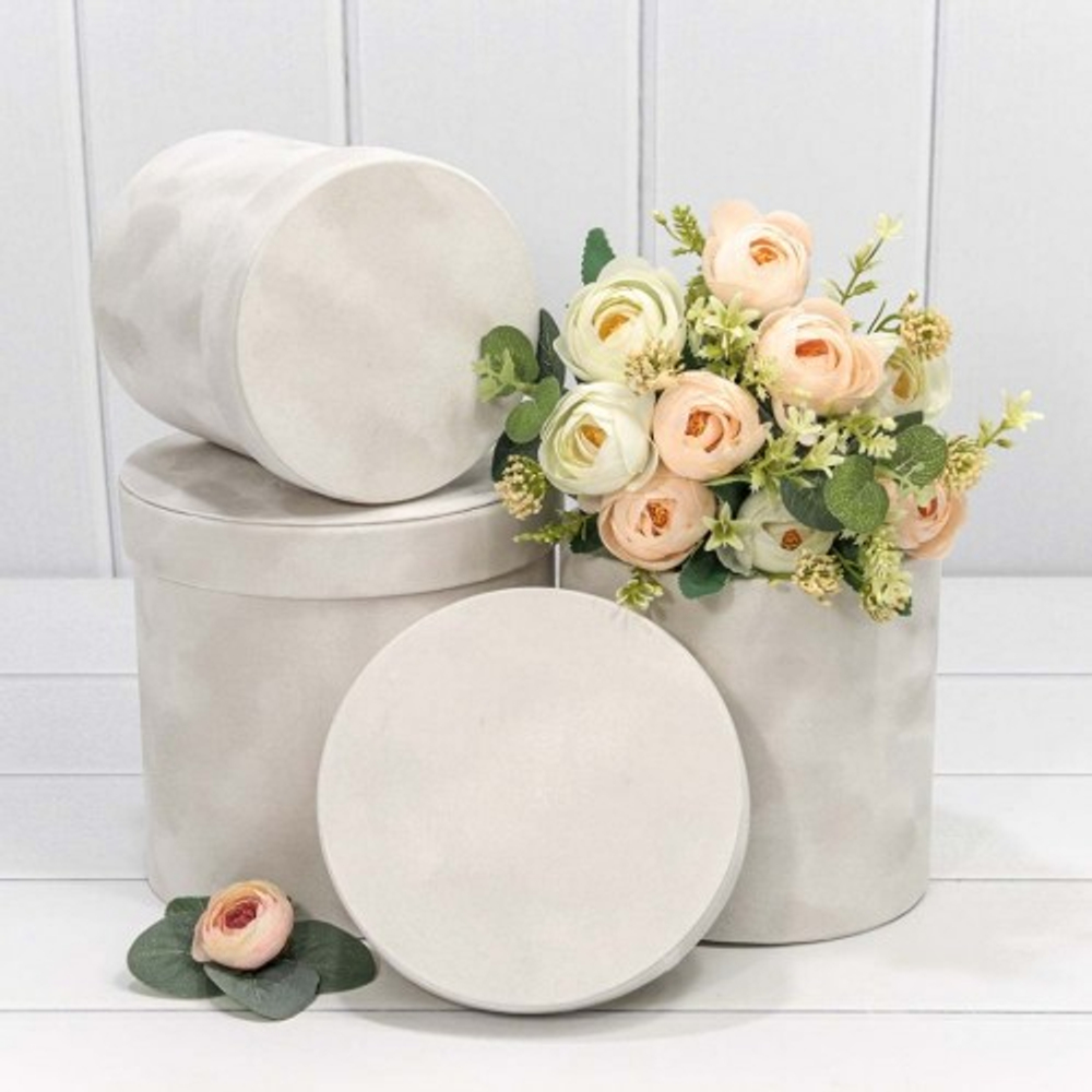 Коробка 18х17 см Набор 3 шт "Бархатный" (Белый)