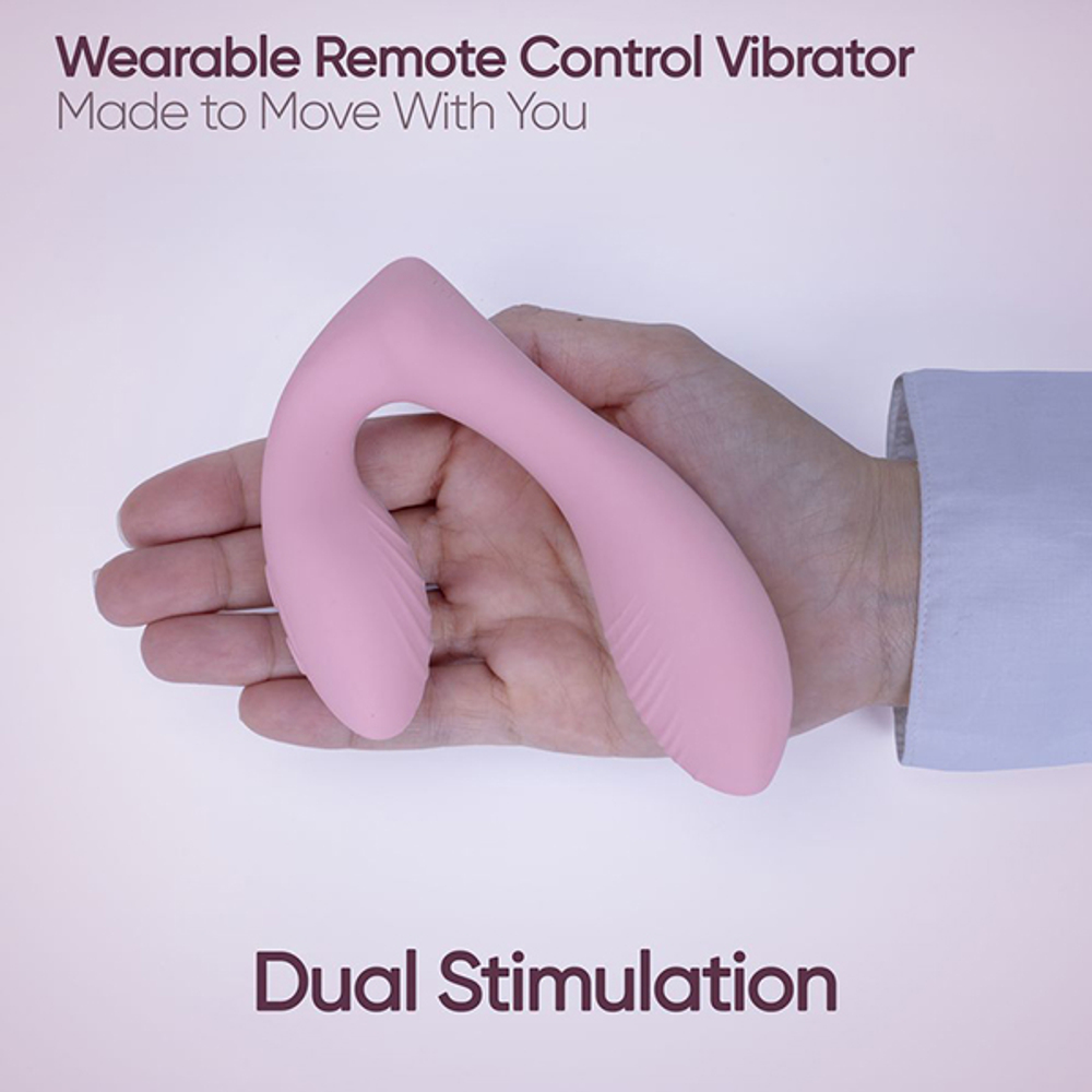 Розовый вибратор 12,5см в трусики с пультом ДУ Selove DuoFlex Flexible Wearable Vibrator Pink