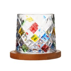 Стакан Олд Фэшн 290 мл Mosaic Square крутящийся на дерев. подставке d 8,8/8 см h8,1 см Barbossa [1]