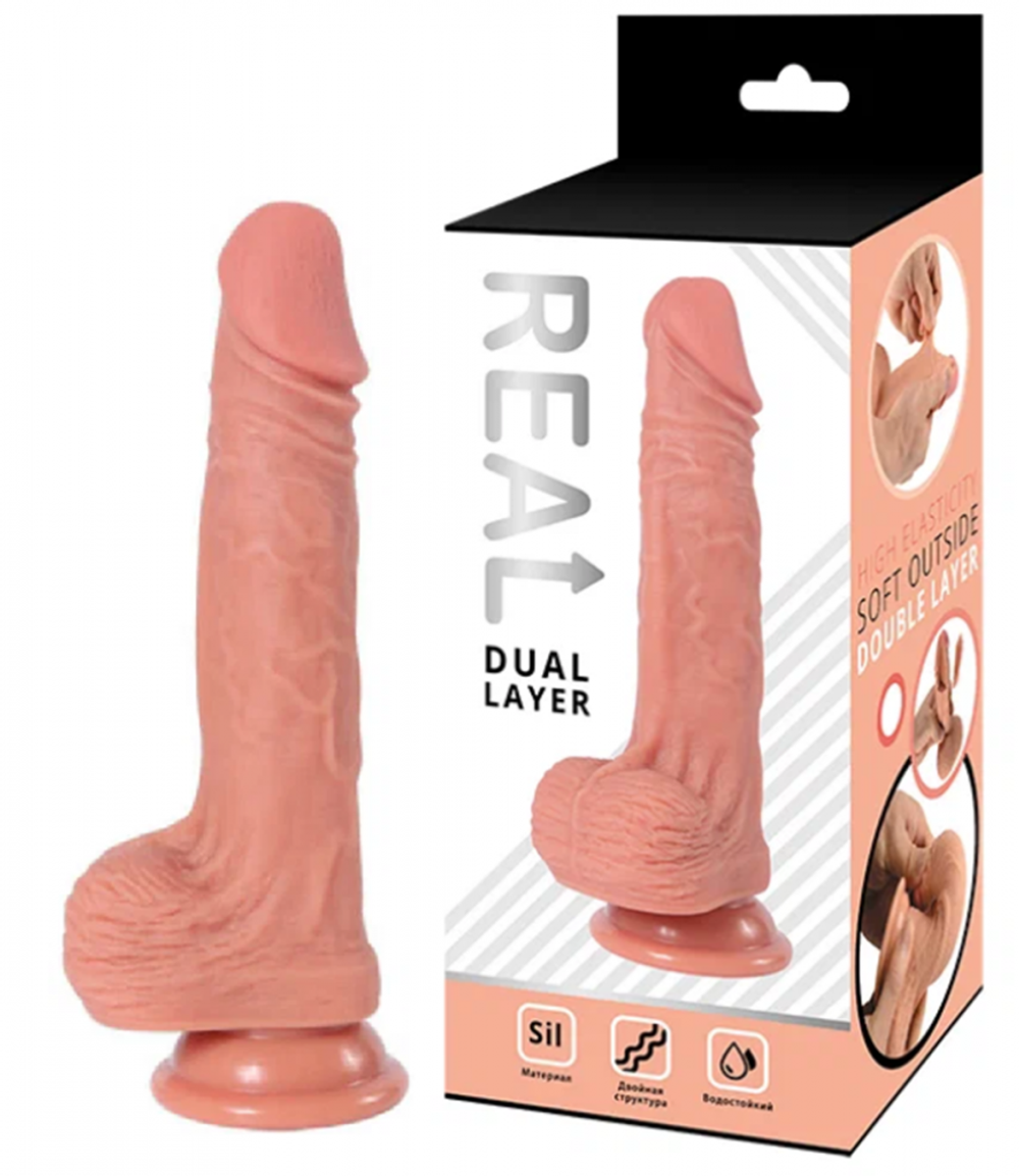 Реалистичный фаллоимитатор Real Dual Layer 15 см
