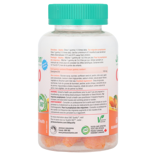 Jamieson Vitamins, Жевательные таблетки с коэнзимом Q10, сочный персик, 100 мг, 60 жевательных таблеток