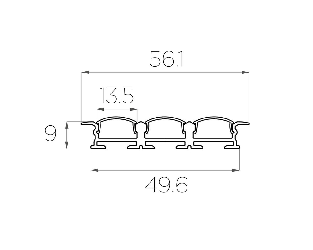 Профиль врезной алюминиевый тройной LC-LPV-0956-2 Anod