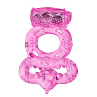 Розовое эрекционное кольцо 2см с вибратором и подхватом ToyFa Basic 818037-3