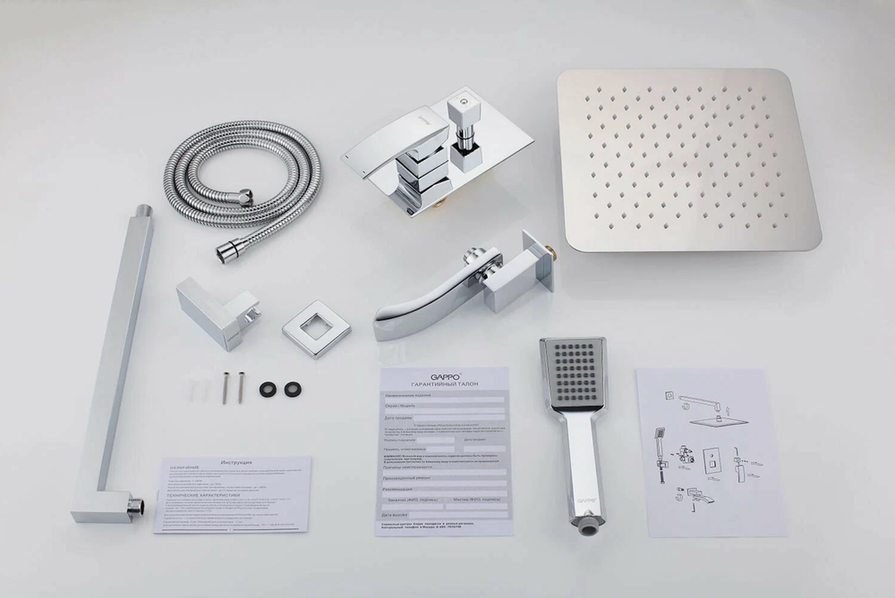 Встраиваемая душевая система скрытого монтажа Gappo G7107, хром