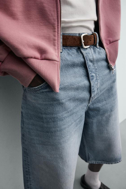 ZARA ДЖИНСОВЫЕ ШОРТЫ BAGGY FIT, СИНИЙ