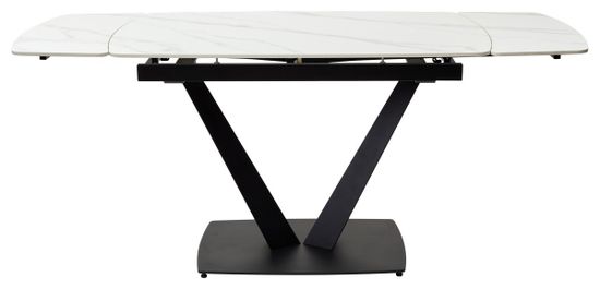 Стол ALATRI 120 MATT WHITE MARBLE SOLID CERAMIC / BLACK
