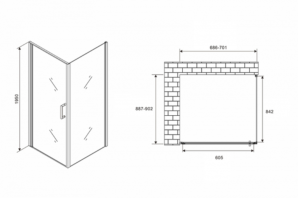 Душевой уголок Abber Sonnenstrand 70x90 AG04070-S90 профиль Хром стекло прозрачное