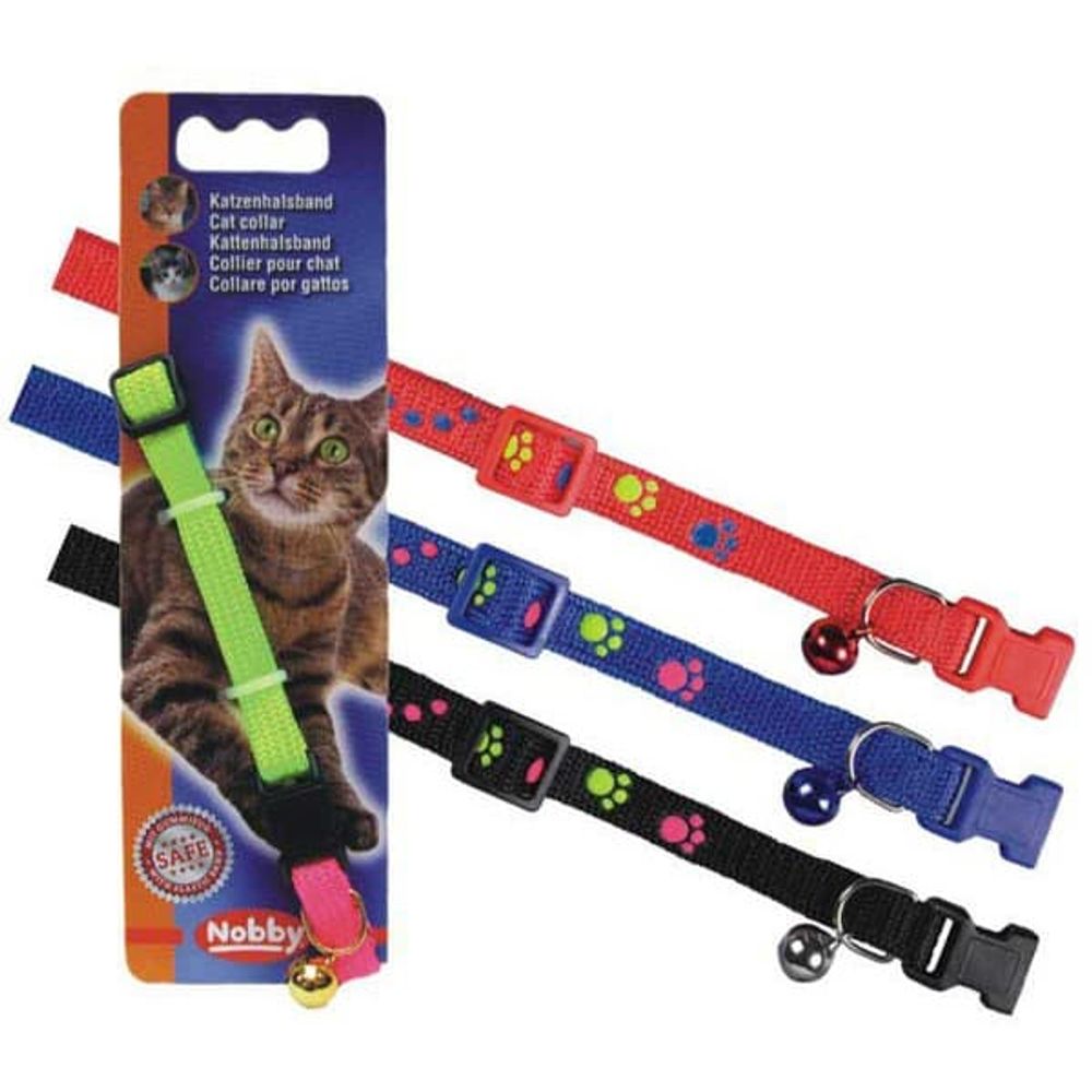 Ошейник д/кошек ЛАПКИ черный  Nobby