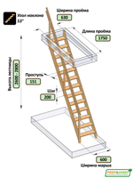 Лестница на второй этаж М-012у, сосна