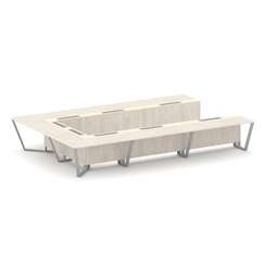 Steel Meet Стол переговорный П-образный KM-PR.B.SP-15P Денвер Светлый/Ваниль Глянец/Металл Серый 480