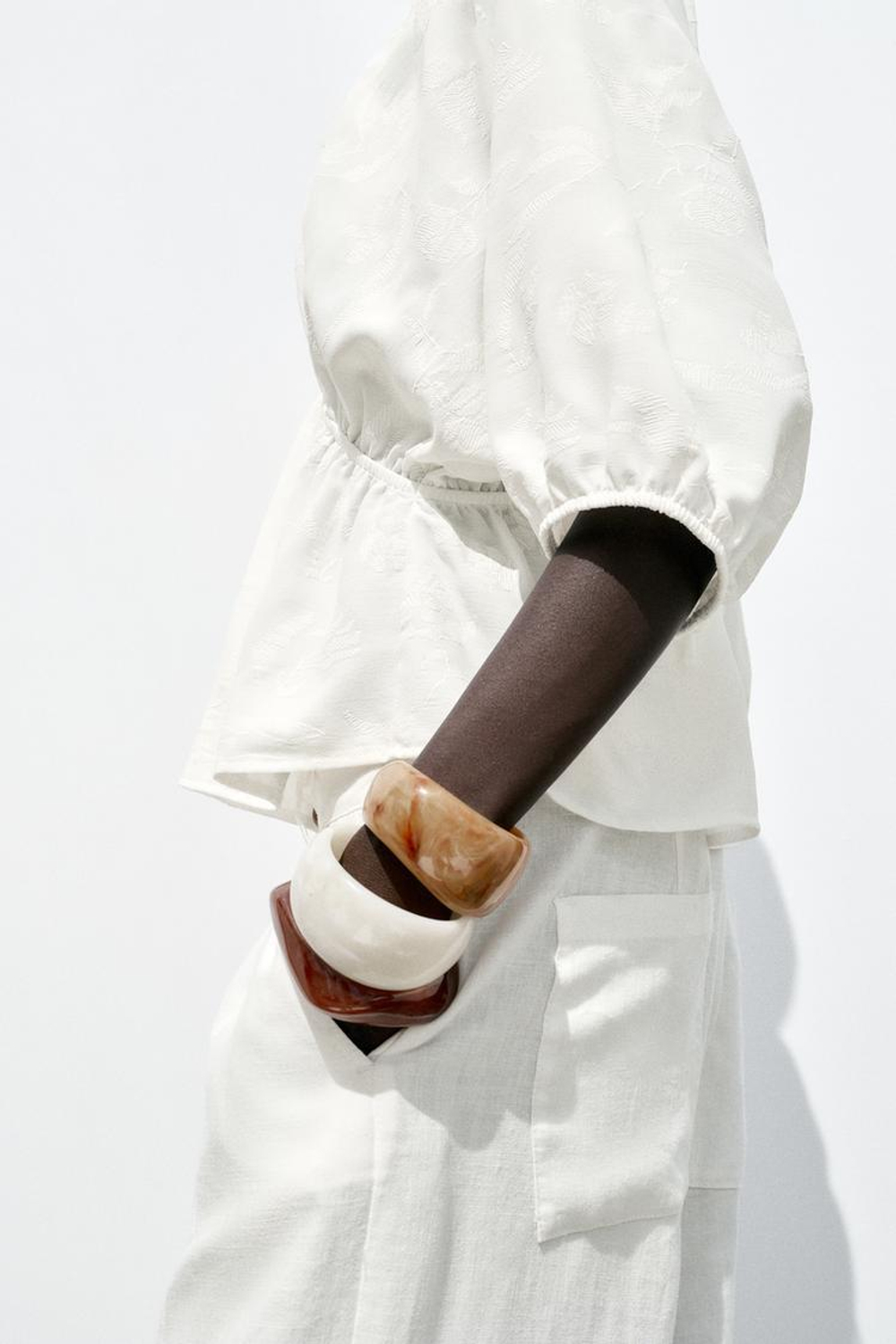 ZARA ЖАККАРДОВЫЙ ТОП, БЕЛЫЙ