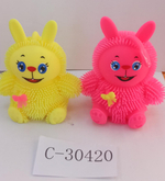 Мякиш волосатик со светом Зайка 9 см, 4 цвета, с-30420