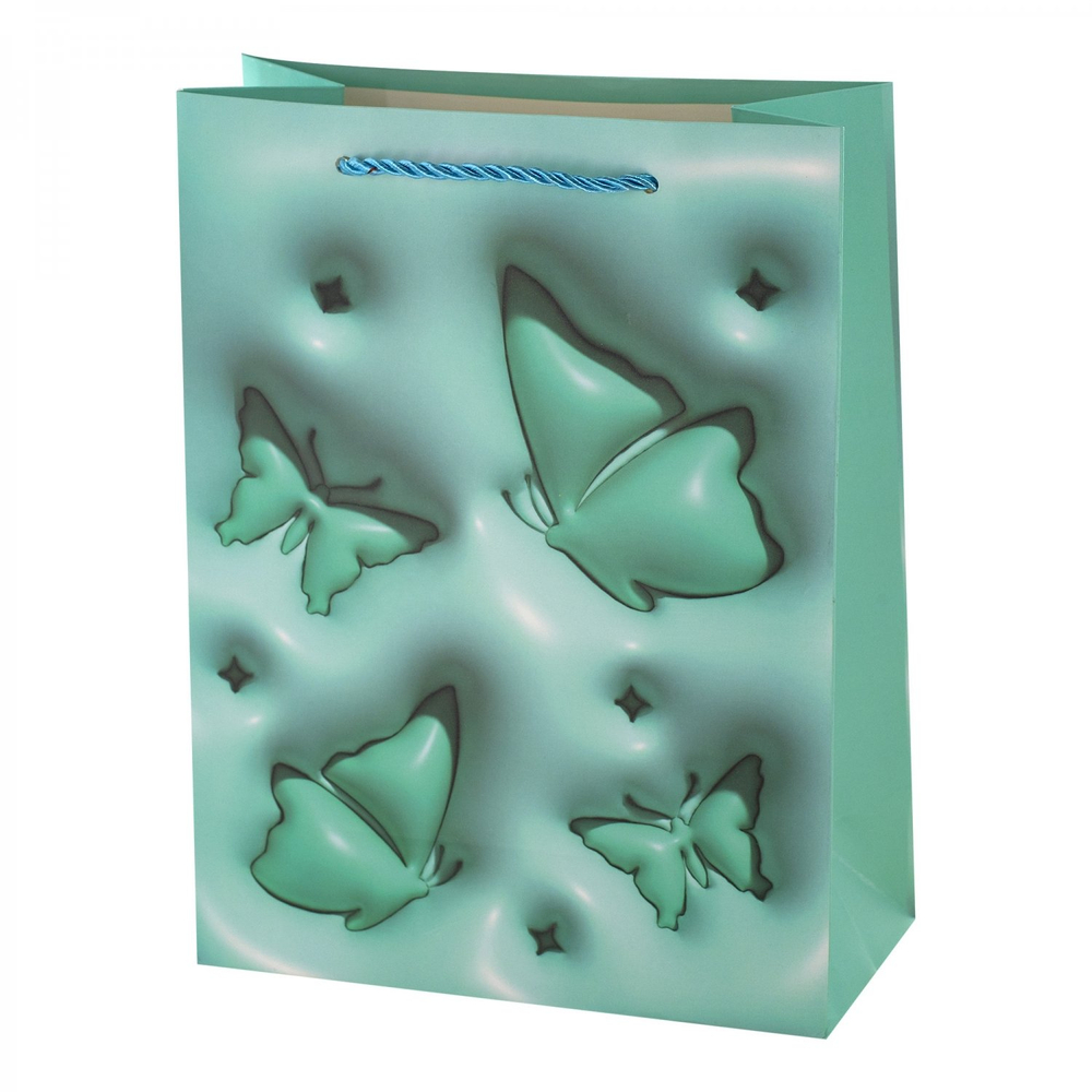 Пакет подарочный бумажный Alingar, (XL) 31х40х12 см, вертикальный, "Бабочки", мат. ламинация, эффект 3D, ассорти