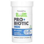 NaturesPlus, GI Natural, пробиотик для мужчин, 60 млрд КОЕ, 30 капсул