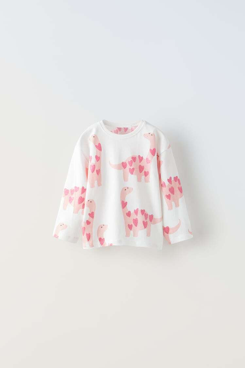 ZARA ФУТБОЛКА С ПРИНТОМ И БЛЕСТКАМИ, ЦВЕТ РОЗОВОГО ДЕРЕВА