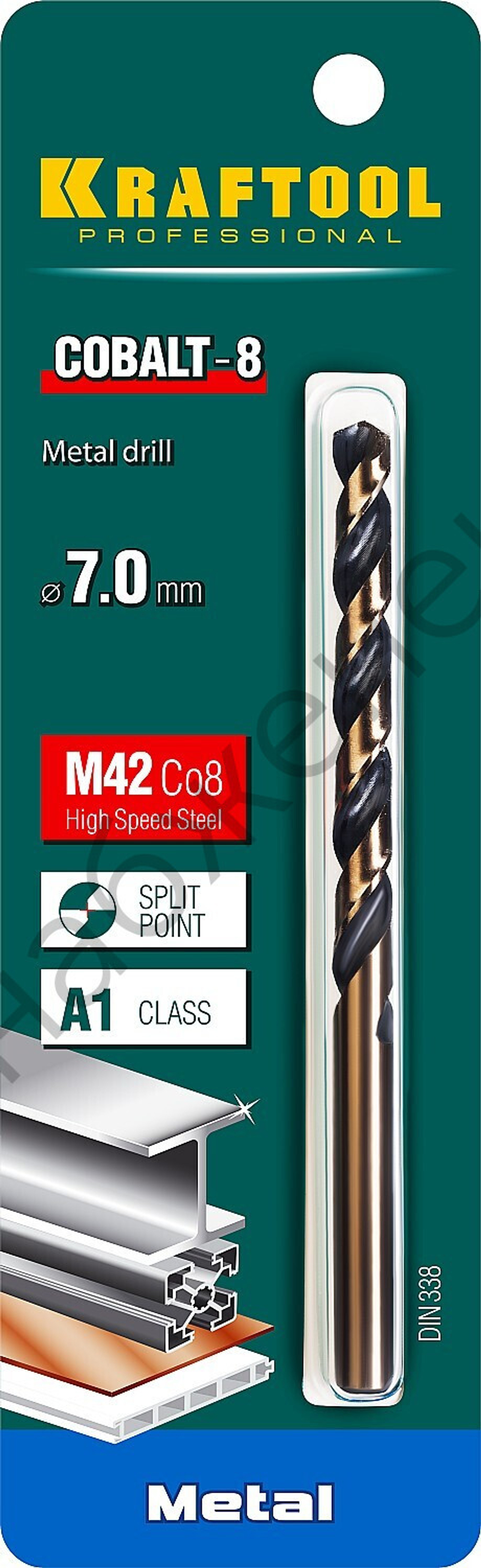 KRAFTOOL COBALT 7.0 х109мм, Сверло по металлу HSS-Co(8%) , сталь М42(S2-10-1-8)