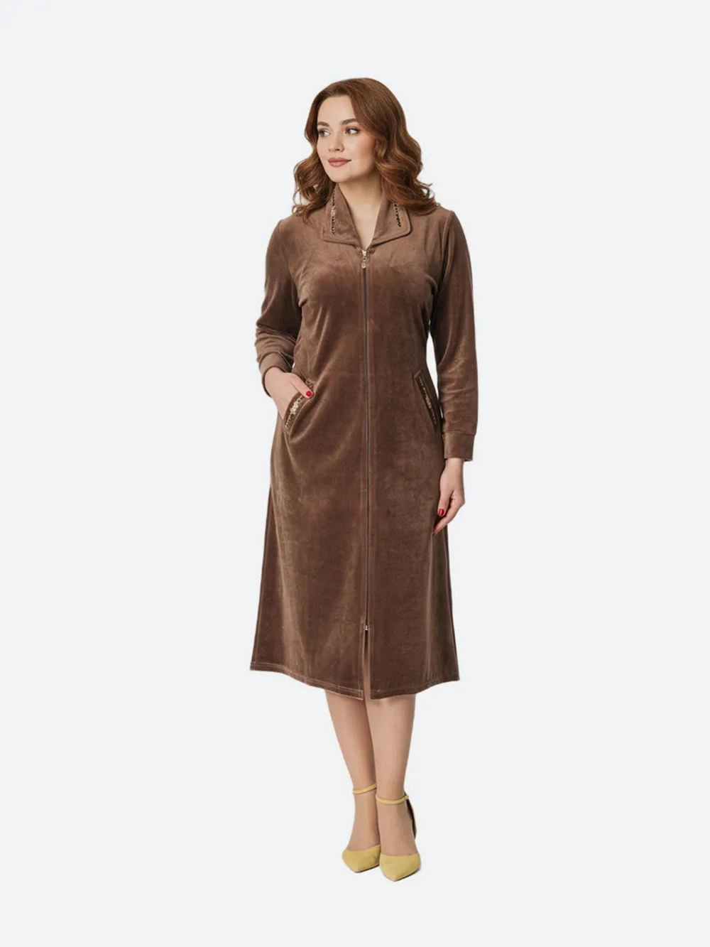 Халат велюровый на молнии большие размеры