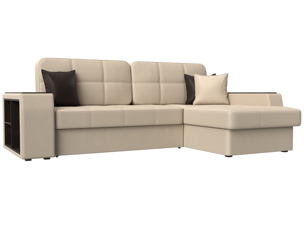 Диван угловой Брюссель правый угол, Бежевый\Коричневый, Экокожа, 29394