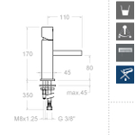 Смеситель для раковины с каскадным открытым изливом KUATRO 4731