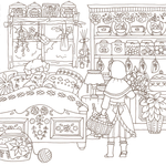 To the beyond of the world fairy tale story. Coloring book