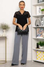 Блуза с кружевом Инь-Янь (черная) Б14257-18М LT Collection