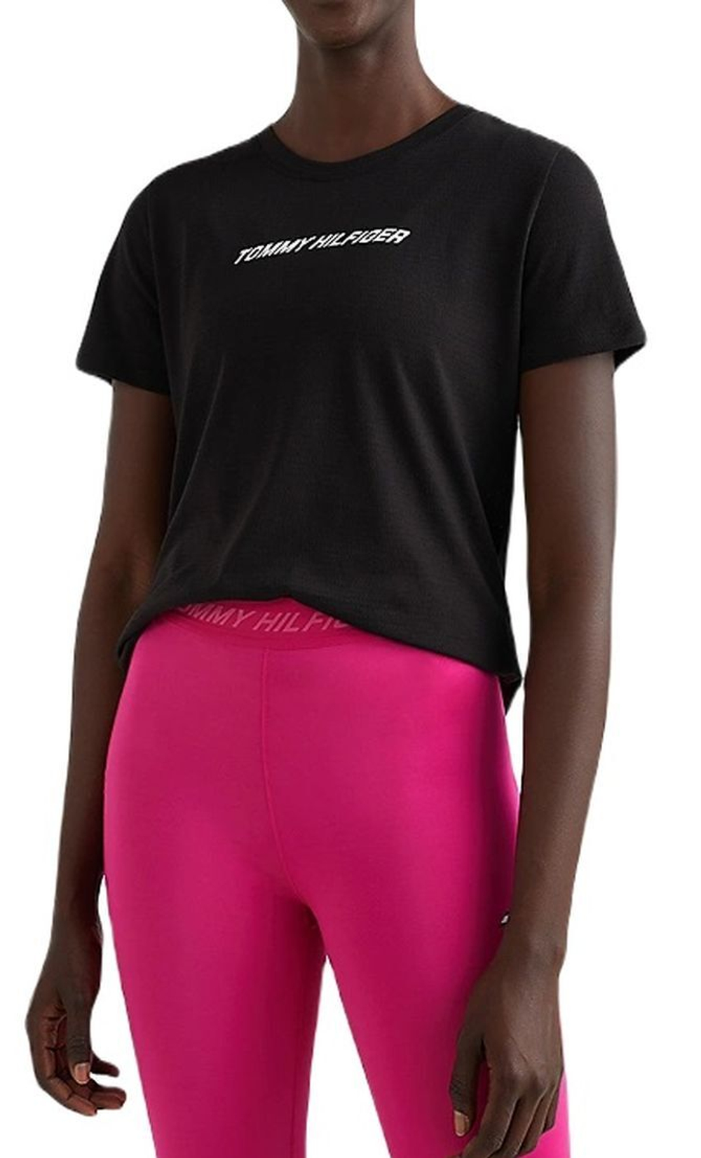 Женская теннисная футболка Tommy Hilfiger Performance Mesh Tee - черный