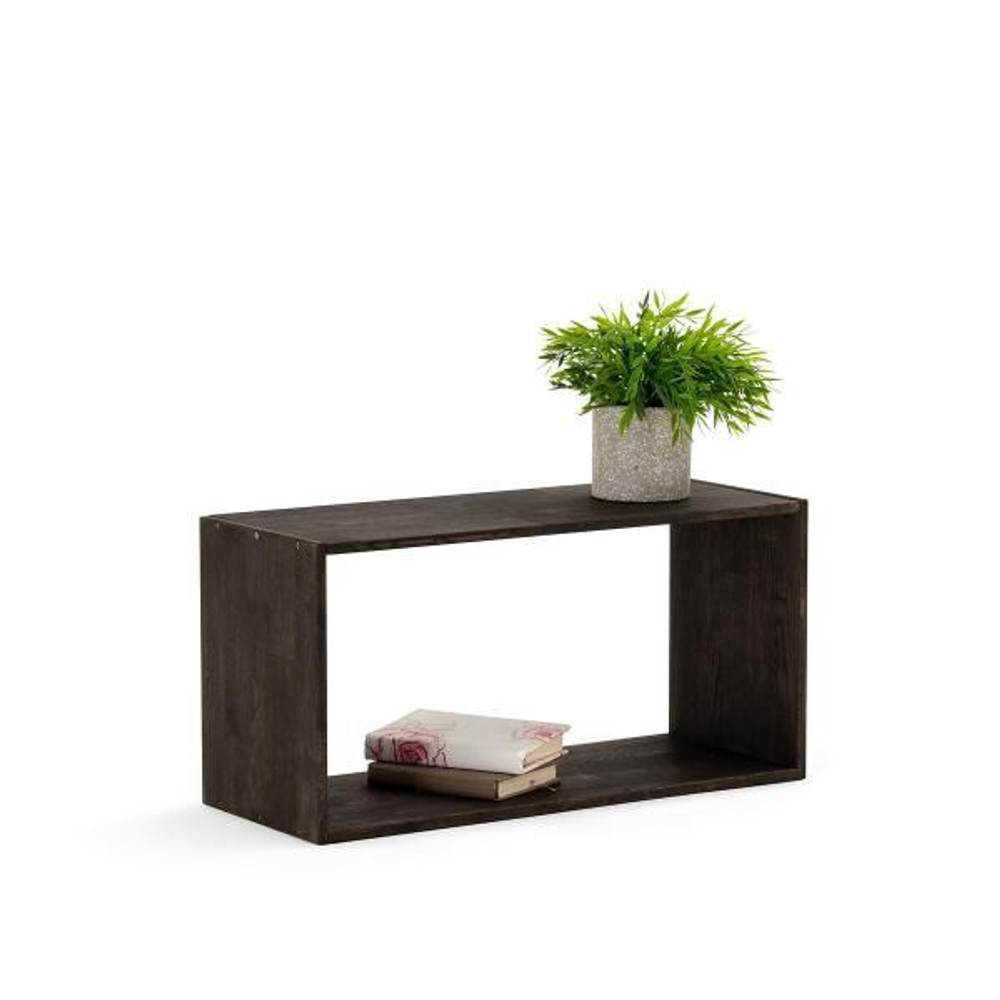 Полка напольная ЭДГАР 70х28х35 см деревянная / Полка модульная дизайнерская из массива дуба / цвет черный дуб