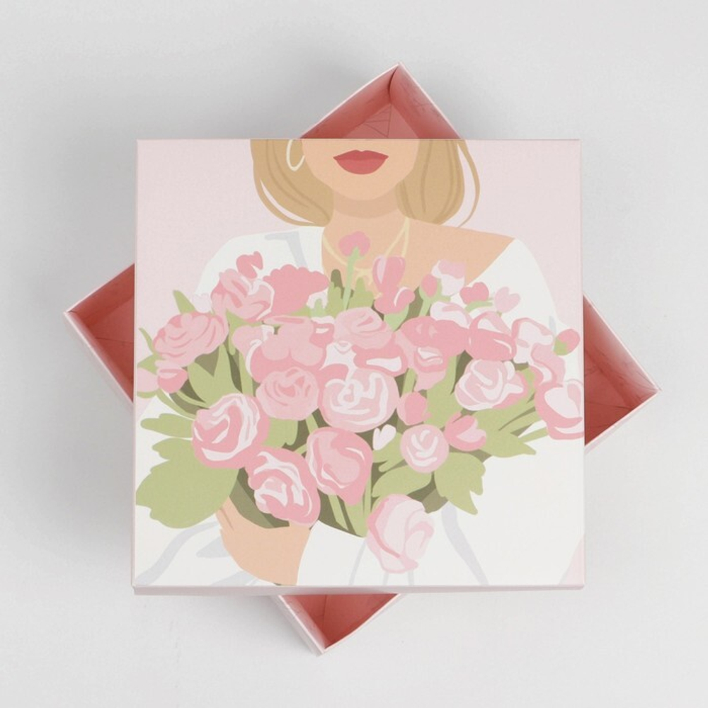 Коробка складная «Цветы», 17 х 17 х 7 см