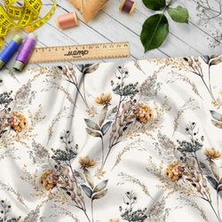 Ткань сатин букет нежных сухоцветов