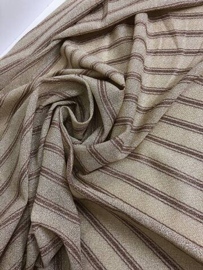 Трикотаж принт полоска, беж/коричн, люрекс IDT