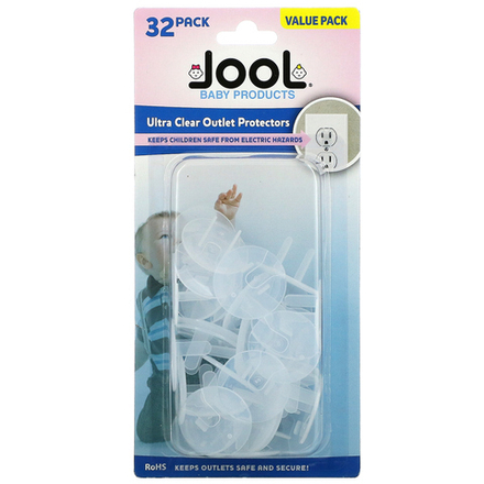 Jool Baby Products, Прозрачные защитные пленки для розеток, 32 шт.