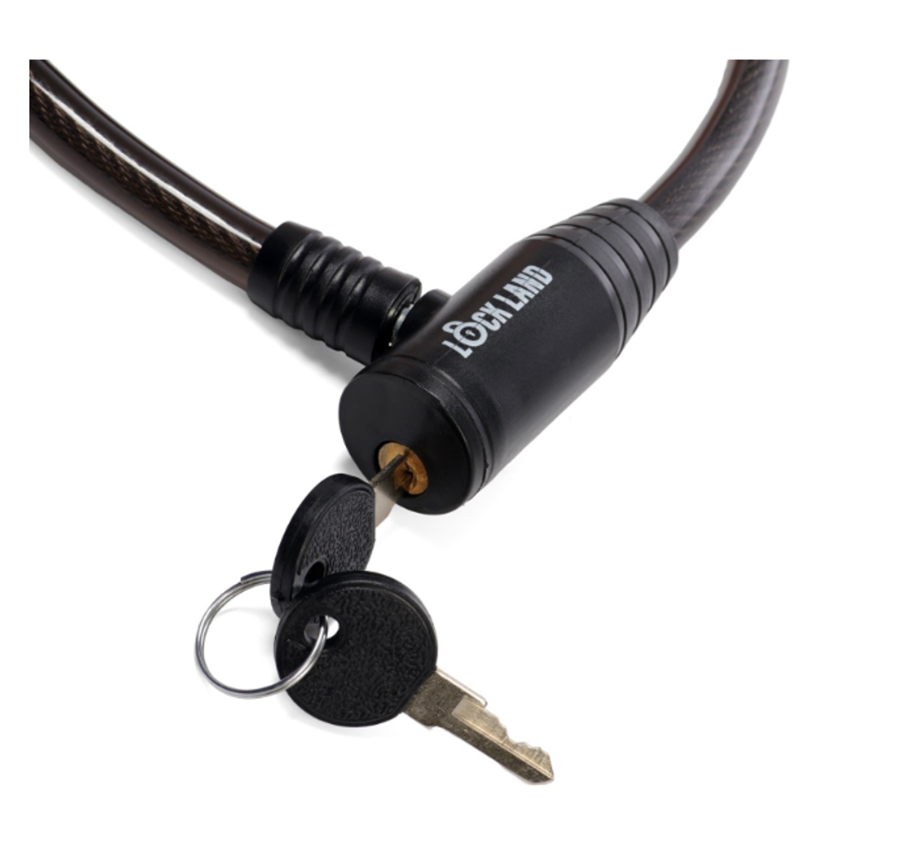 Замок навесной велосипедный LOCKLAND, 12×1200 мм, английский ключ с пластиковой ручкой