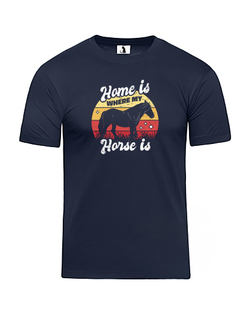 Футболка с лошадью Home is where my horse unisex темно-синяя