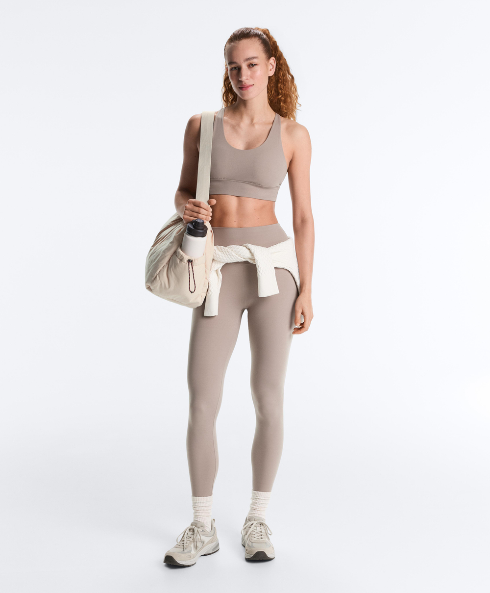 Oysho Спортивный бюстгальтер с бретелями на спине, темно-серый